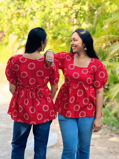 लाल परी Peplum Tie Top