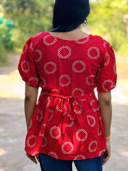 लाल परी Peplum Tie Top