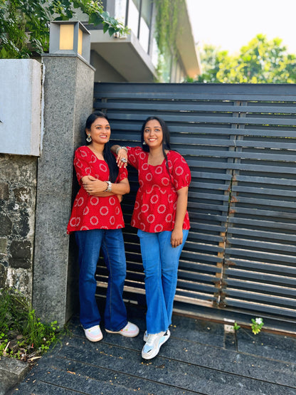 लाल परी Peplum Tie Top