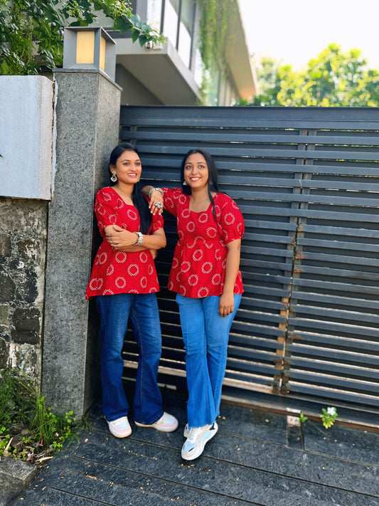 लाल परी Peplum Tie Top